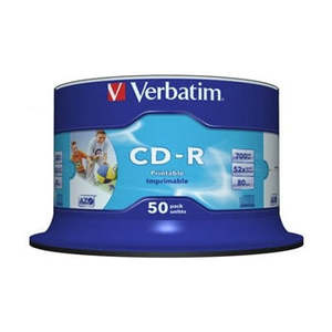 Verbatim CD-R 700MB 52x White Inkjet Printable 50 Pack on Spindle