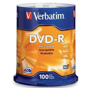 Verbatim DVD-R 4.7GB 16x 100 Pack on Spindle