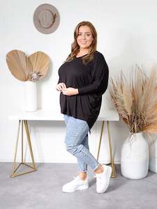 PQ Collection Hi-Low Miracle Top Long Sleeve - Black