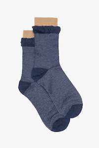 Socks: Antler Navy Frill Top
