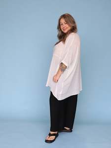 Tops: Oversized Box Top - White