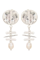 Esther Drop Earring - Silver Pearl