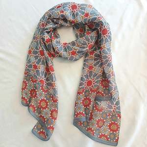 All: Silk Scarf - Grey Geo