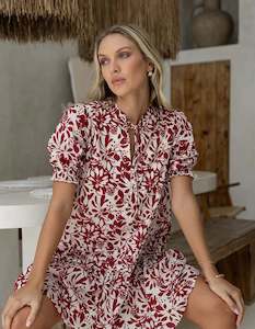 Dresses: Humidty Eden Shift Dress Brick Print