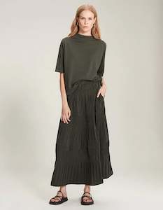 Skirts: Sills Alma Pleat Skirt Khaki