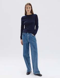 Jumpers Knits: Assembly Label Maddy Light Weight Cotton Cashmere Top Ink