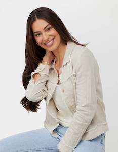 Jackets Coats: Humidity Bella Jacket Linen Natural