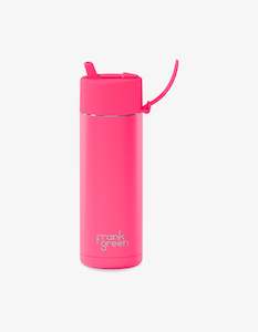 Under 75: Frank Green 20 oz Stainless Steel Ceramic Reusable Bottle with Straw Neon Pink