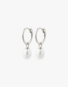 Under 100: Pilgrim Berthe Recycled Pearl Hoop Earrings Silver Plated