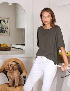Caroline Sills: Sills Lucia Relaxed Tee Khaki