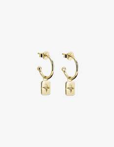 Earrings: Murkani Rectangle Desert Flower Earrings Gold Plate