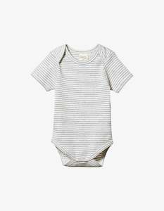 Nature Baby Short Sleeve Bodysuit Grey Marle Stripe