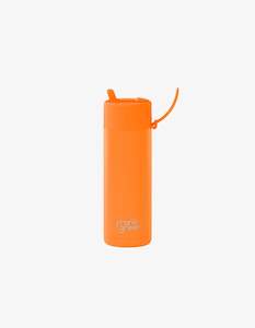 Frank Green 20oz Stainless Steel Ceramic Reusable Bottle Neon Orange  with Straw Lid