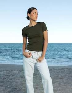 Fashion All: Commoners Base Rib Tee Short Sleeve Khaki