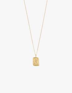 Under 100: Pilgrim Rectangle Recycled Zodiac Sign Necklace - Gold Plated