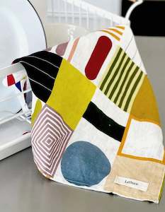 Lettuce Tea Towel Abstract Squares