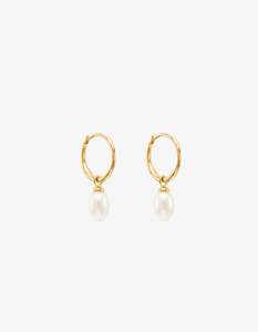 By Charlotte Live In Peace Pearl Hoop Earrings - 18k Gold Vermeil