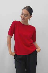 Fashion: BLAK Serenity Cashmere Tee - Red