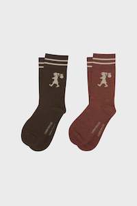 Karen Walker Runaway Girl Socks 2 Pack Dark Brown/Mahogany