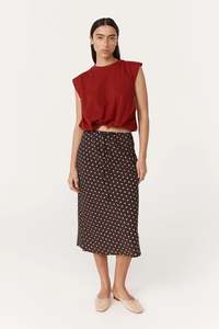 Bottoms: Rowie The Label  Frannie Silk Midi Skirt Cacao Spot
