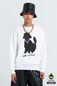 Karen Walker Keep Walkin Organic Cotton Crewneck Sweatshirt Off-White