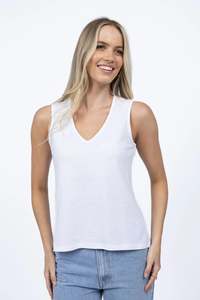 Humidity Kaia V Neck Tank White