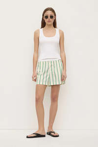 Bottoms: Assembly Label Agnes Stripe Short Butter/Bright Green