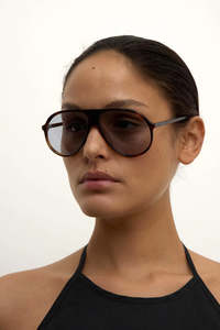 Eyewear: Assembly Label Retro Navigator Frame Havana