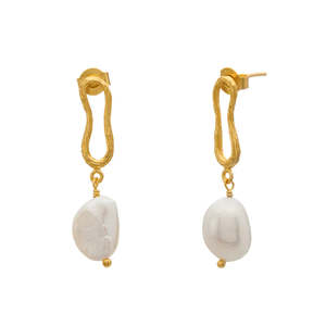 Earrings: Murkani Eterna Baroque Pearl Earrings - Gold