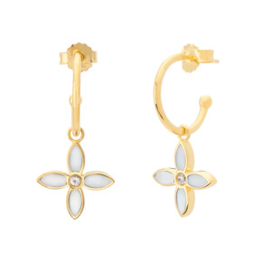 Earrings: Murkani Desert Flower Small Hoop Earrings - Gold