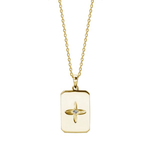 Necklaces: Murkani Desert Flower Rectangle Necklace - Gold