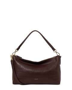 Accessories: Saben Claudia Shoulder Bag Espresso Croc