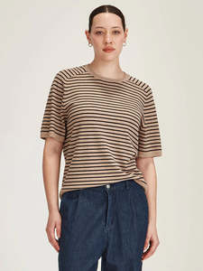 Sills Cecilia Stripe Knit Tee Oatmeal/Navy