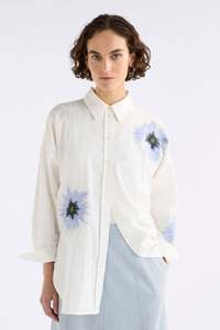 Tops: Elk Eiren Relaxed Shirt White/Lilac Blue