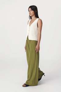Rowie The Label Tia Palazzo Pants Palm Green