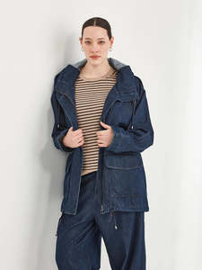 Outerwear: Sills Dover Denim Parka Dark Wash
