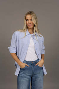 Tops: Humidity Nala Stripe Shirt Blue Stripe