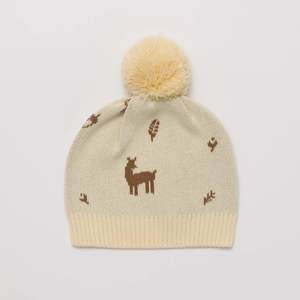Baby Kids: Over The Dandelions Knitted Beanie Woodlands with pompom