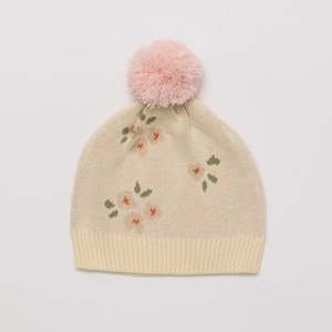 Over The Dandelions Knitted Beanie Daisy with pompom