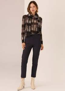Knitwear Jumpers: POL Ciara Stripe Textured Knit Char/Silver/Ivory