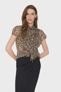 Tops: Saint Tropez Lilja SS Shirt - Leopard