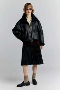 Karen Walker Cropped Aviator Jacket Black/Brown