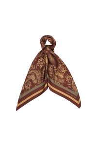 Accessories: Karen Walker Unicorn Classic Silk Scarf Chocolate Multi