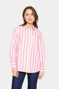 Tops: Saint Tropez Lieke SZ Shirt Fruit Dove Ice Stripe Pink