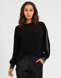 Storm Contrast Rib Top Black