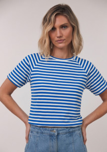 Lollys Laundry LizLL Tee SS Neon Blue Stripe