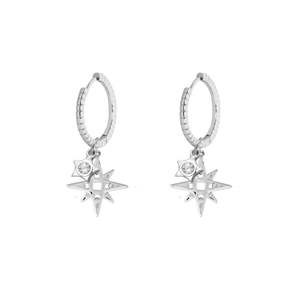 Lindi Kingi Signature Star Hoops w Embellished Star | Silver