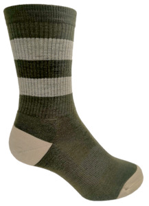 Socks: Designer Textiles Merino Retro Boot Sock Stripe Forest Night/Linen