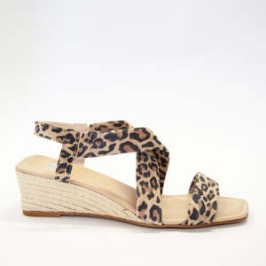 Sandals: SKA Pila Leopard Low Wedge