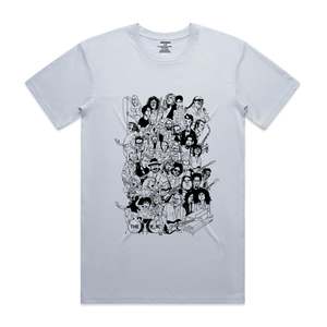 Tee Shirt Artwork By Joseph Qiu: Rock Stars 2 Men's T-Shirt - Light Blue/Grey